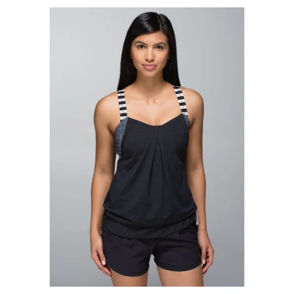 Lululemon Rest Less Tank-Burlap Texture Black Dune/Apex Stripe Black Dune - Picture 3 of 11